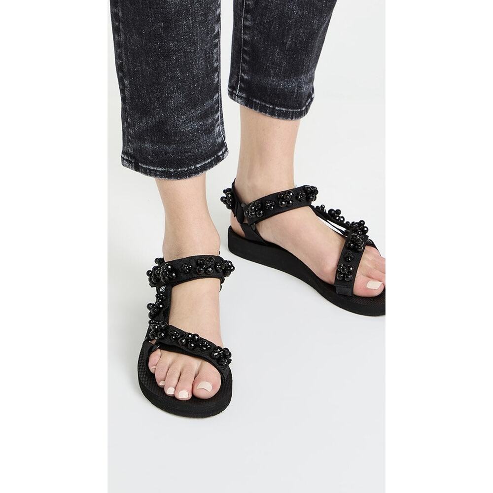 NWOT Arizona Love Trekky Bead-Embellished Hiking Sandals Black Women's EU 39 - Picture 2 of 8